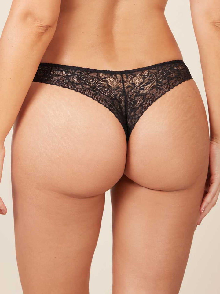 Brasilera Para Mujer con Encaje Posterior Negro