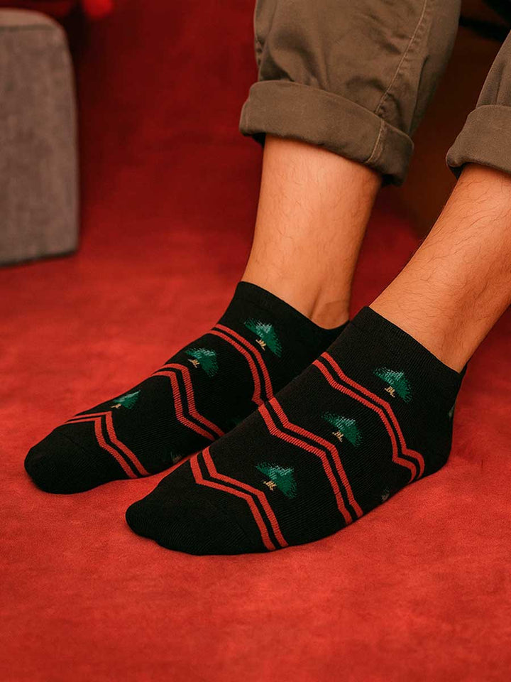 Media Talonera Lisa Navideña Arbolitos Unisex X3