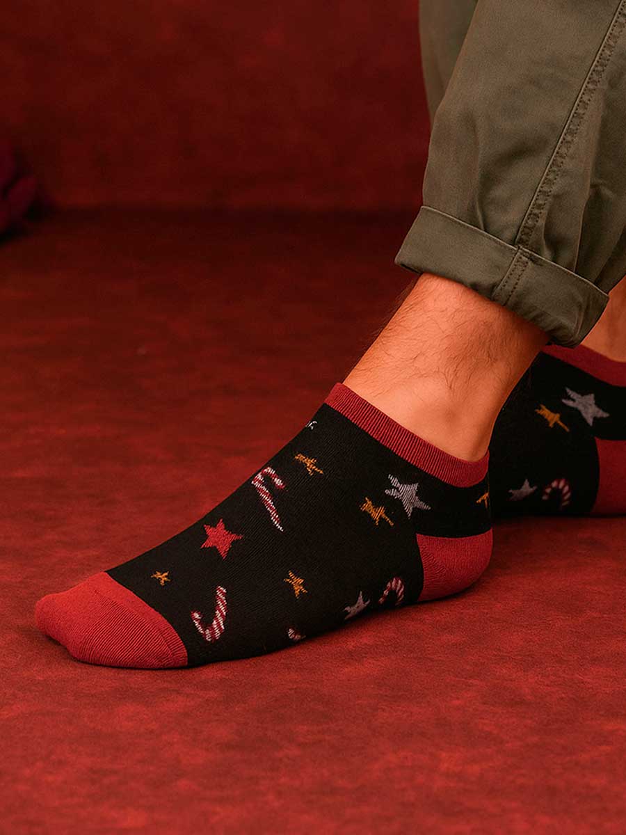 Media Talonera Lisa Navideña Bastones Unisex X3