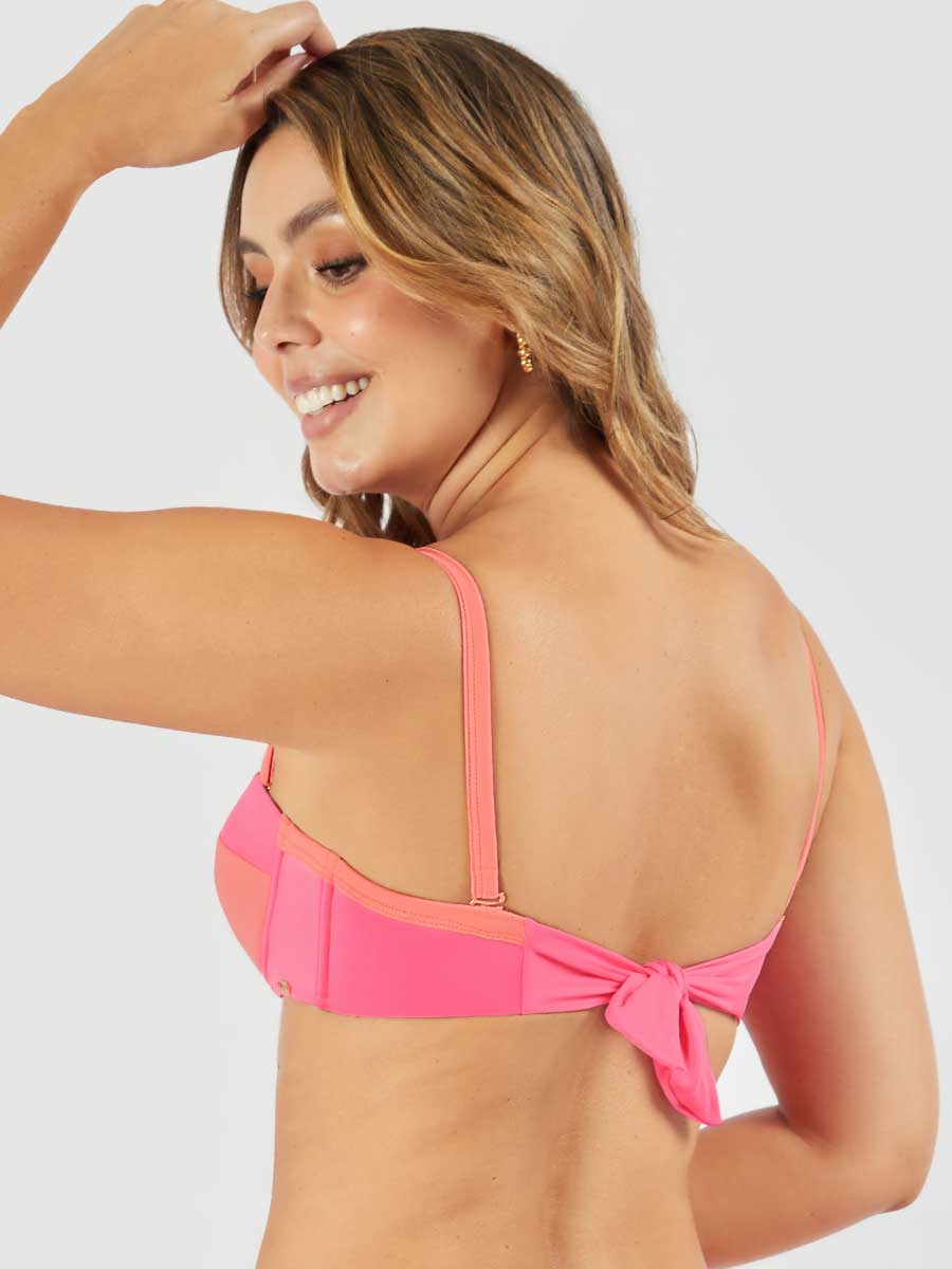 Top de Baño Strapless Rosa Chicle