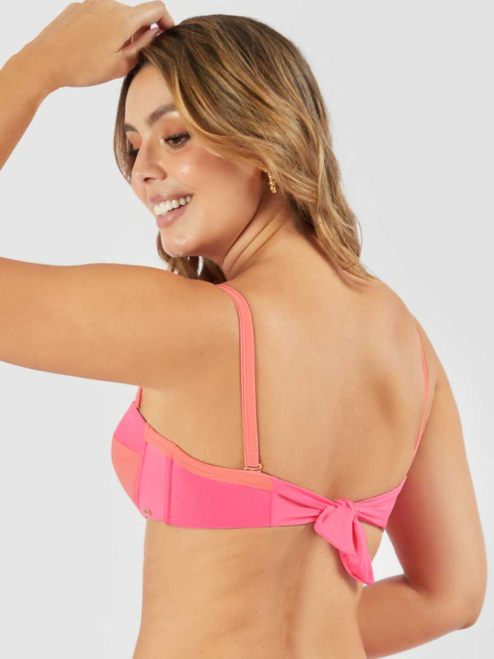 Top de Baño Strapless Rosa Chicle