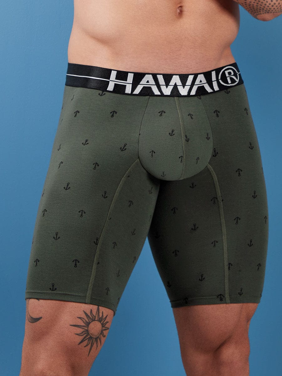 Bóxer Largo en Algodón Para Hombre Color Verde Militar