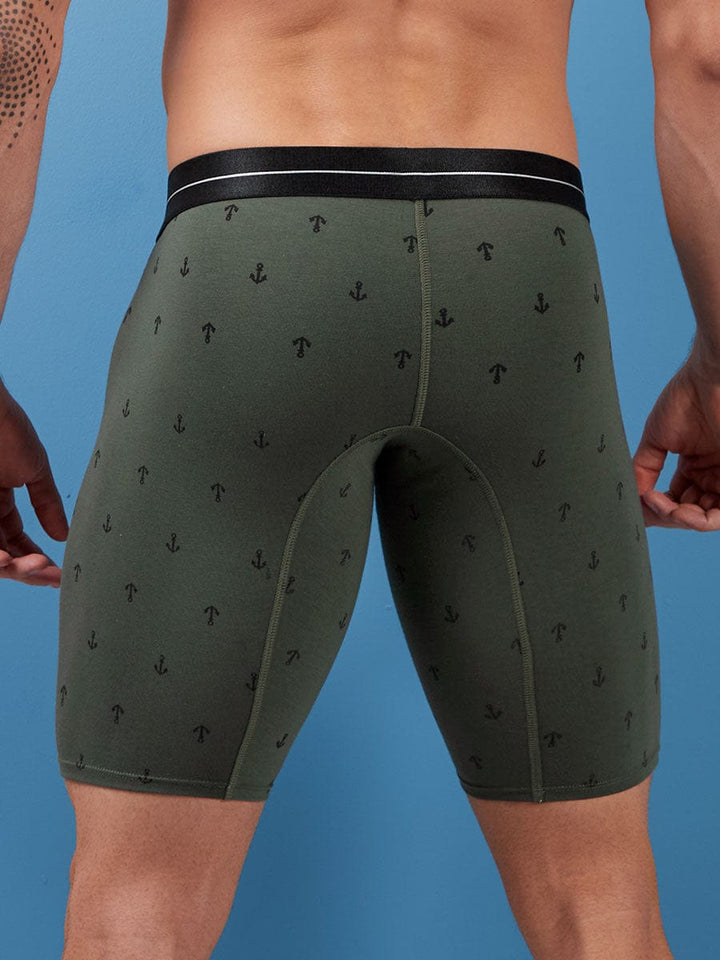 Bóxer Largo en Algodón Para Hombre Color Verde Militar