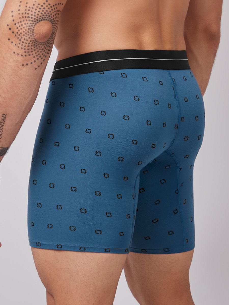 Bóxer Estampado Silueta Media Para Hombre Color Azul