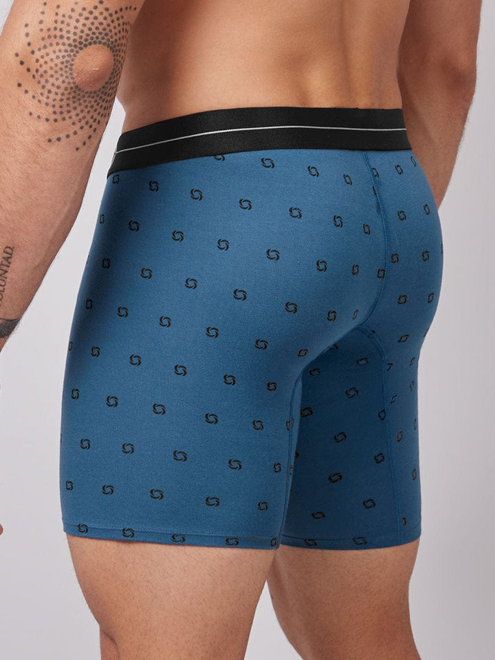 Bóxer Estampado Silueta Media Para Hombre Color Azul