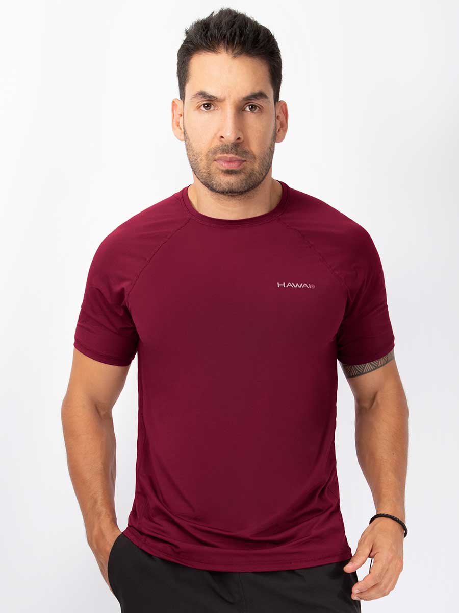Shirt Camisa Color Vino Tinto Camiseta Deportiva Manga Corta