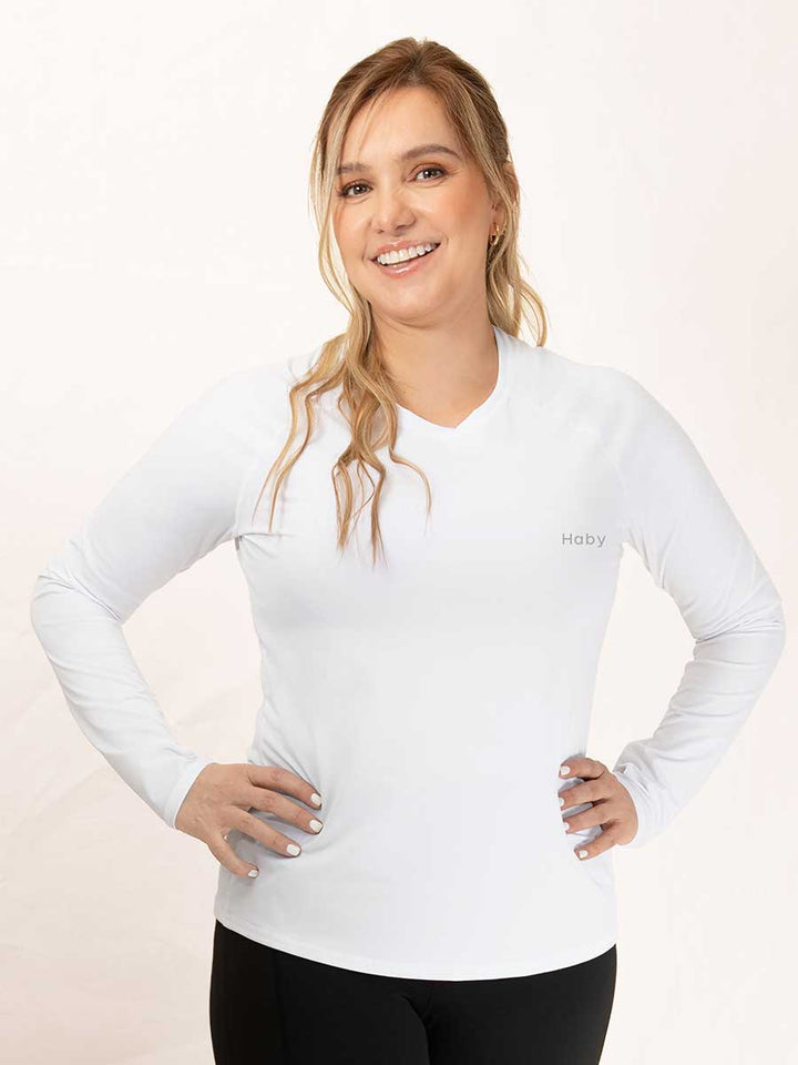 Camiseta Deportiva Manga Larga Blanco