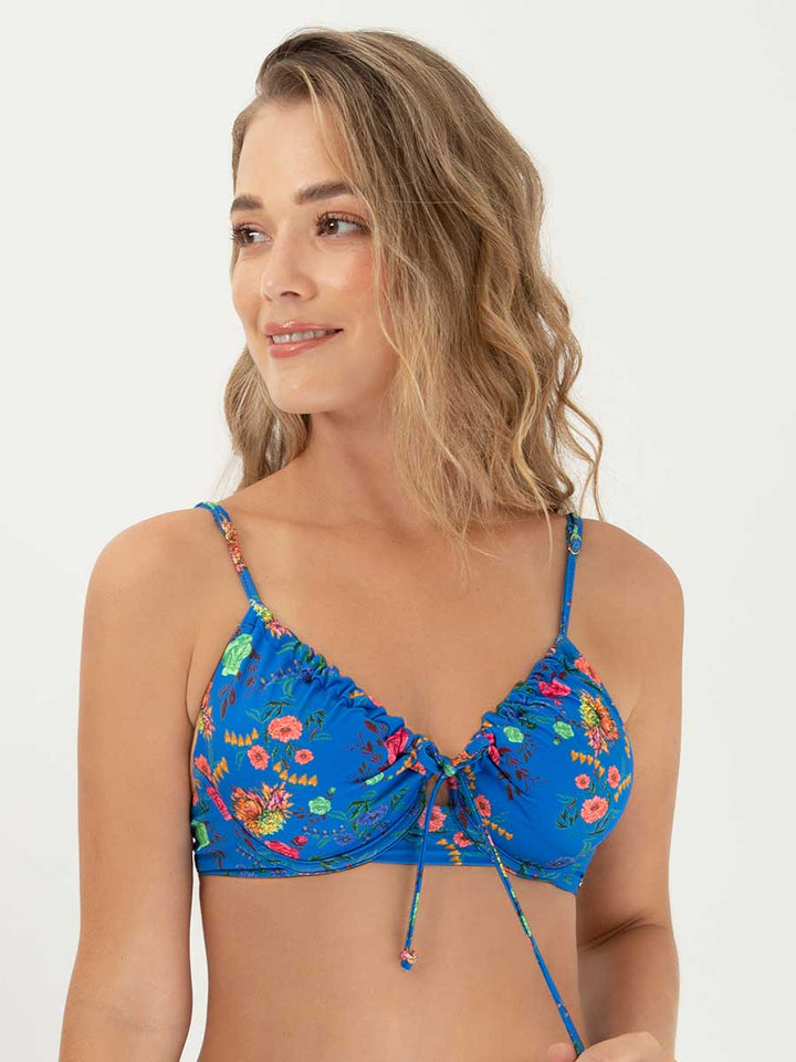 Top de Baño Estructurado Estampado Azul Rey