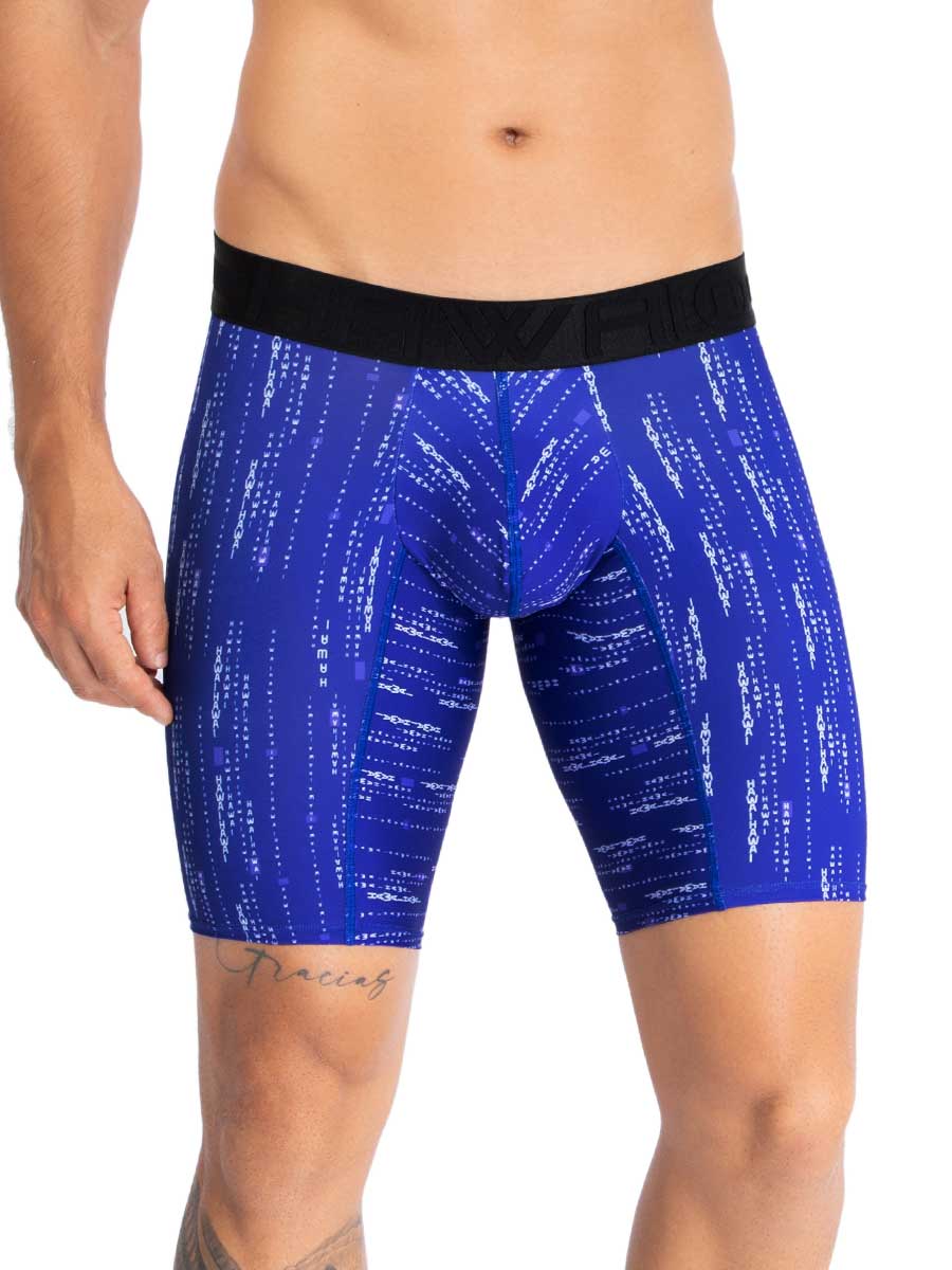 Bóxer en Microfibra Estampado Largo Azul Rey