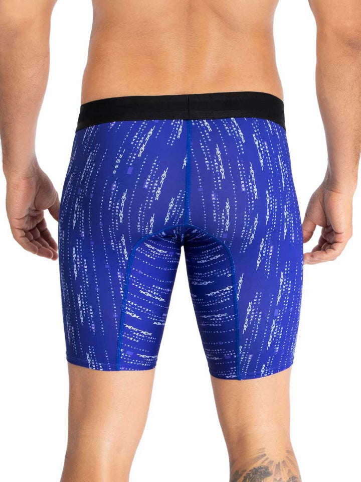 Bóxer en Microfibra Estampado Largo Azul Rey