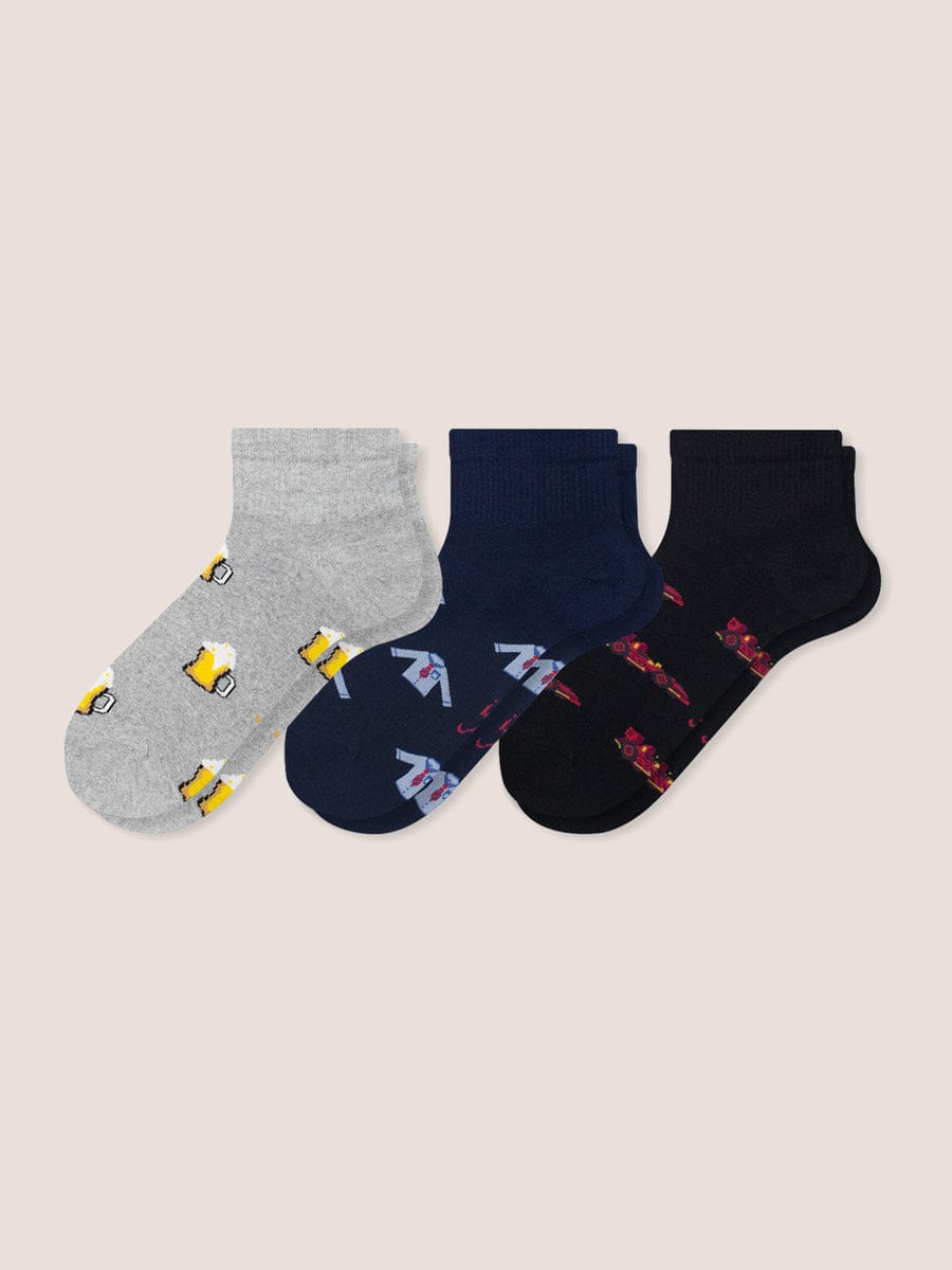 Medias Corta Hombre Estampada Paq. X3