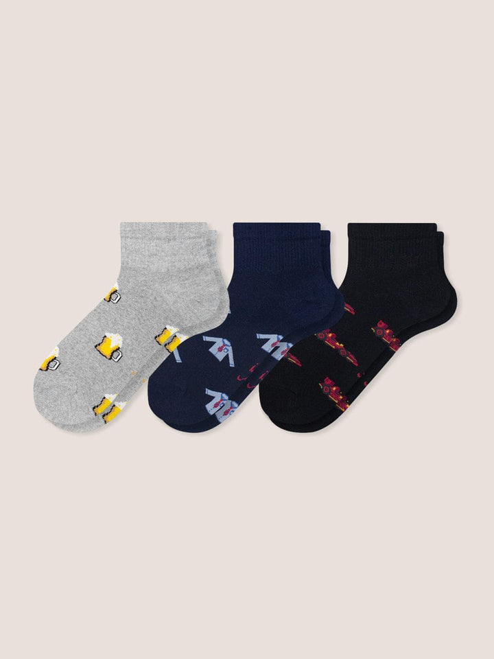 Medias Corta Hombre Estampada Paq. X3