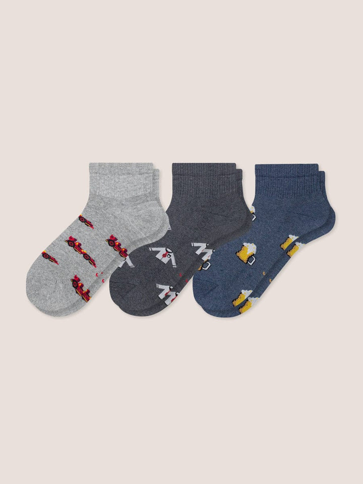 Medias Corta Hombre Estampada Paq. X3