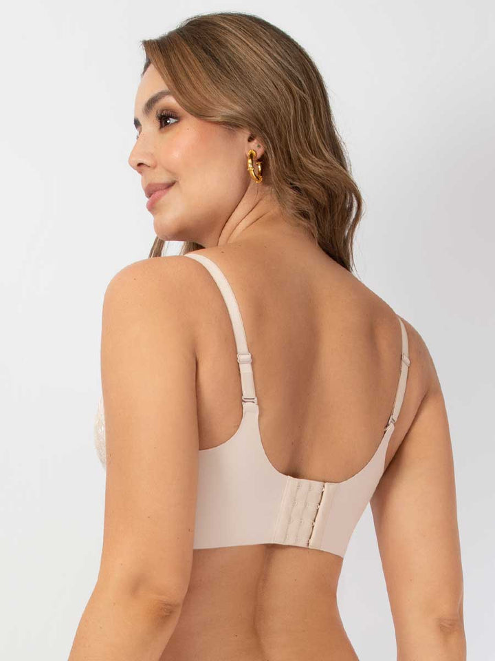 Brasier en Encaje Espalda Ancha Para Mujer Perla