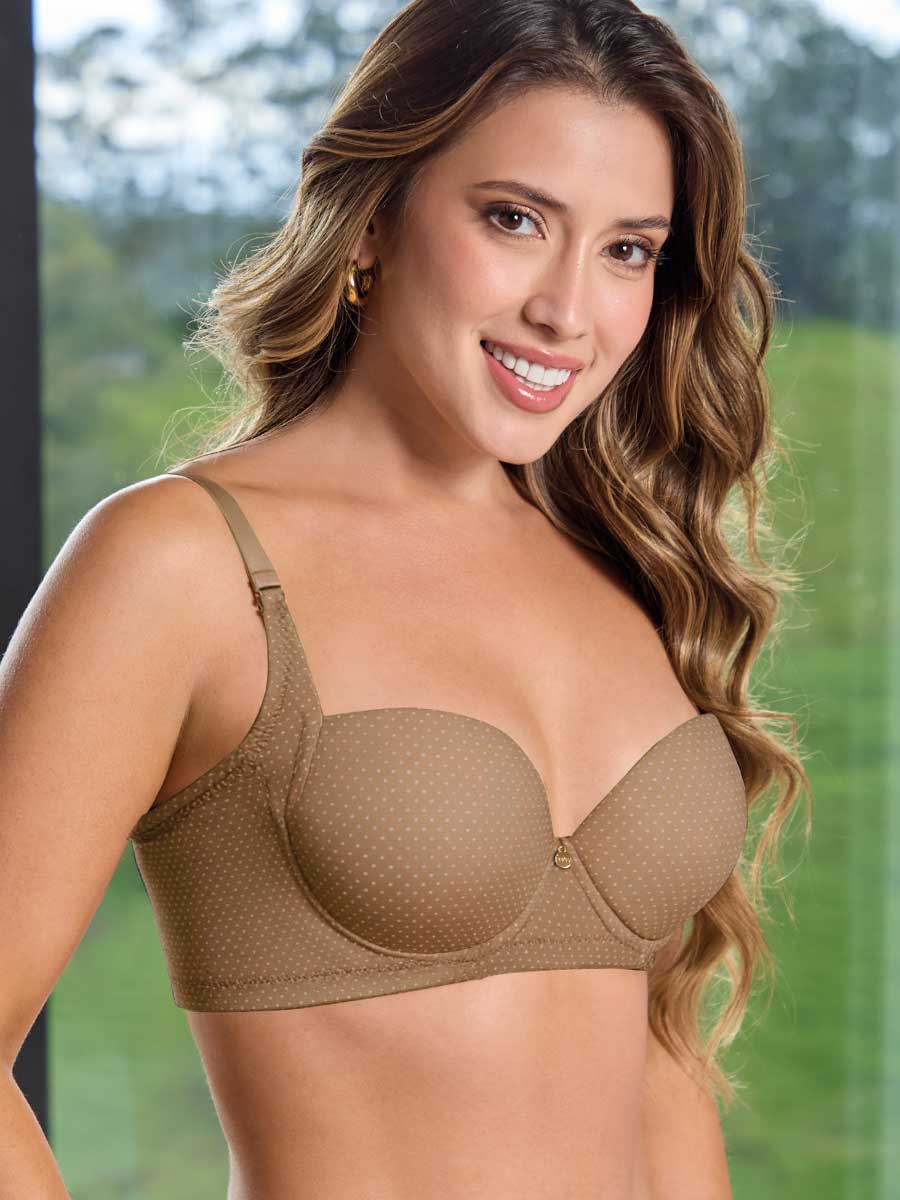 Brasier Para Mujer Espalda Ancha Estampado Color Mocca