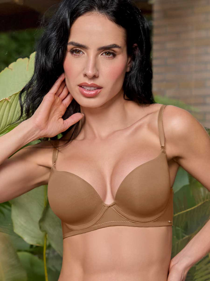 Brasier Doble Realce Para Mujer Color Mocca