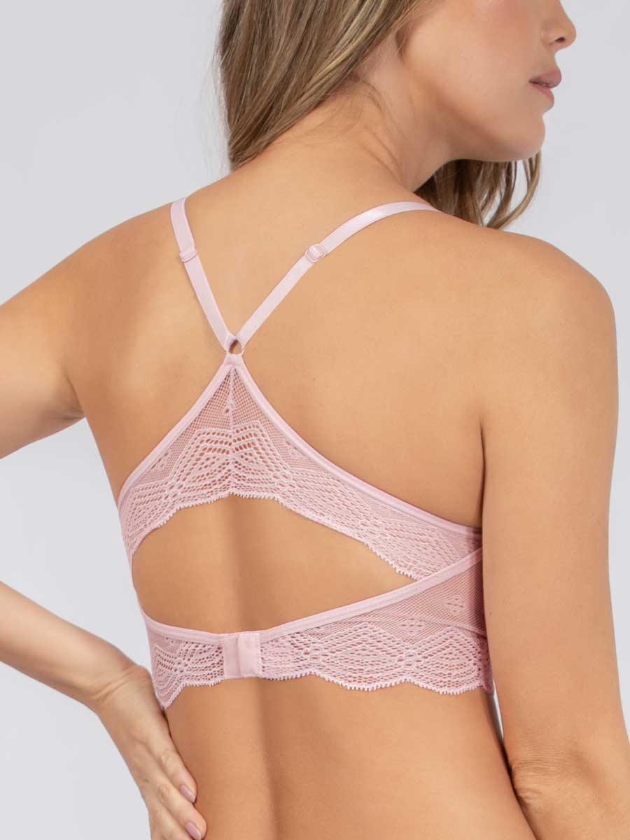 Bralette Triangular Encaje Color Rosa