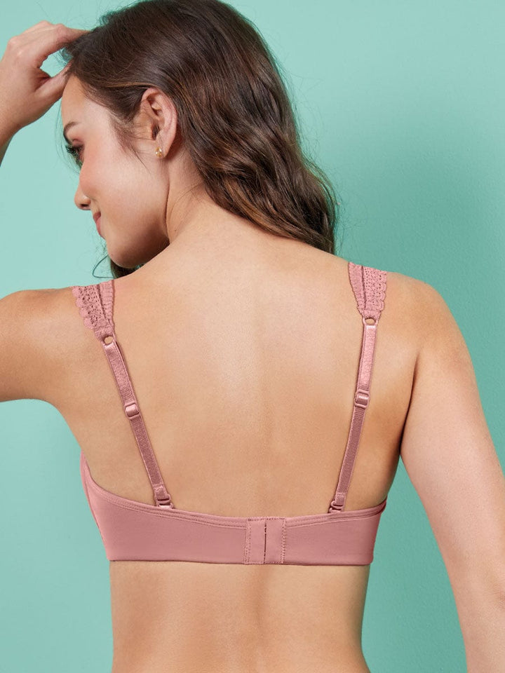 Bralette Triangular con Detalles en Encaje Color Rosa Salmón