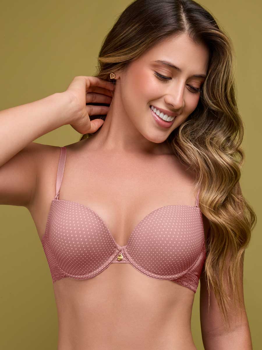 Brasier Realce Media Copa Para Mujer Rosa Salmón