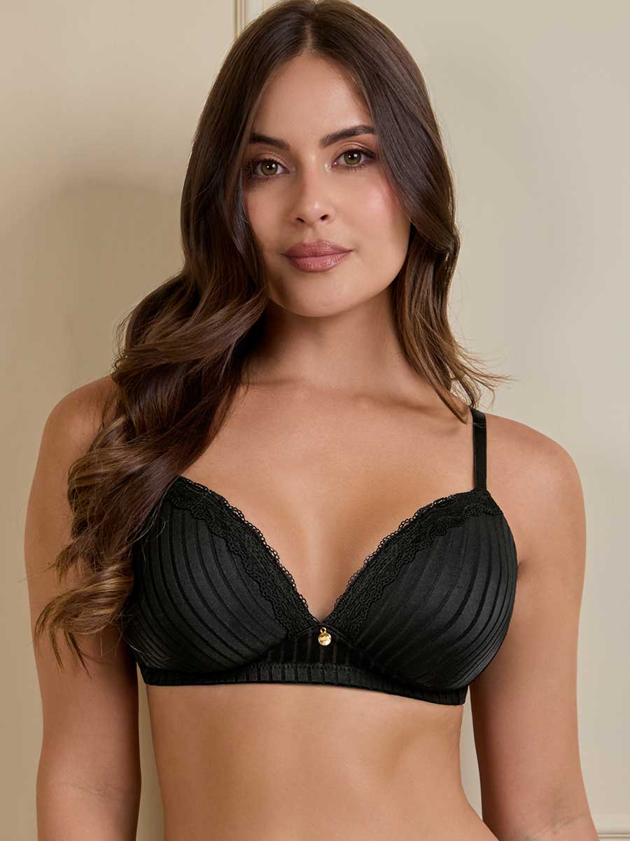 Bralette Triangular Con Detalles en Encaje Negro
