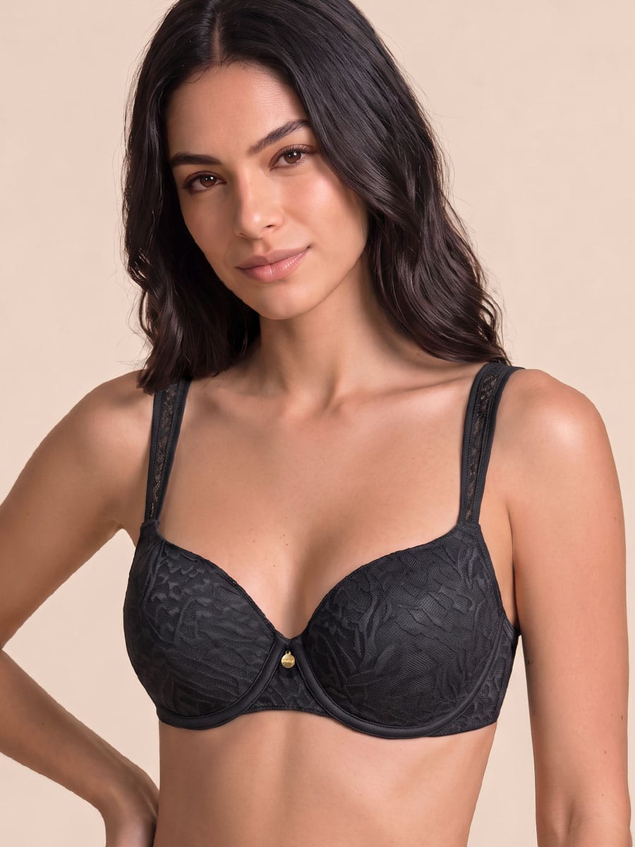 Brasier Con Aro en Encaje Para Mujer Negro
