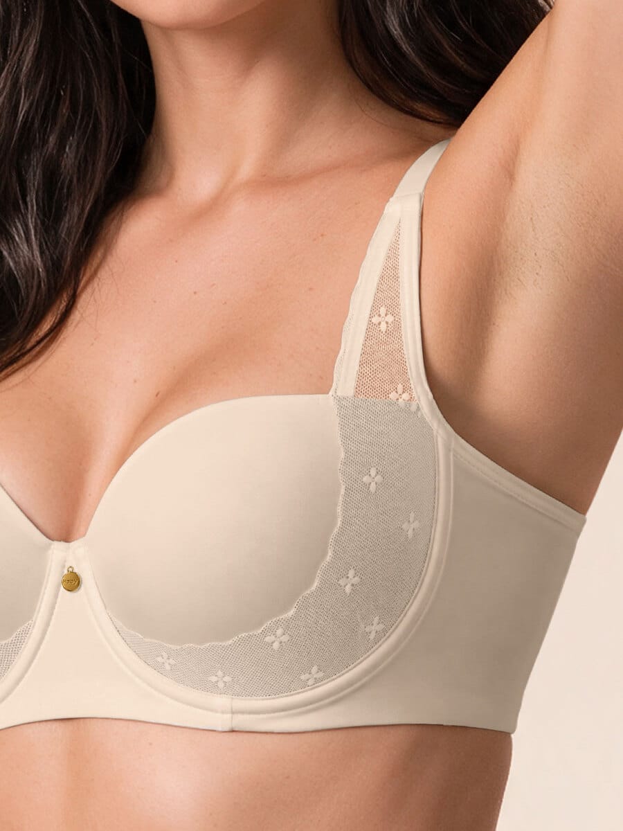Brasier Espalda Ancha con Detalles en Encaje Perla