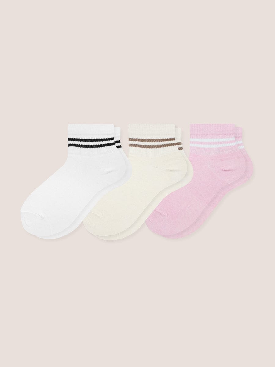 Medias Corta Para Dama Rayas Paq. X3