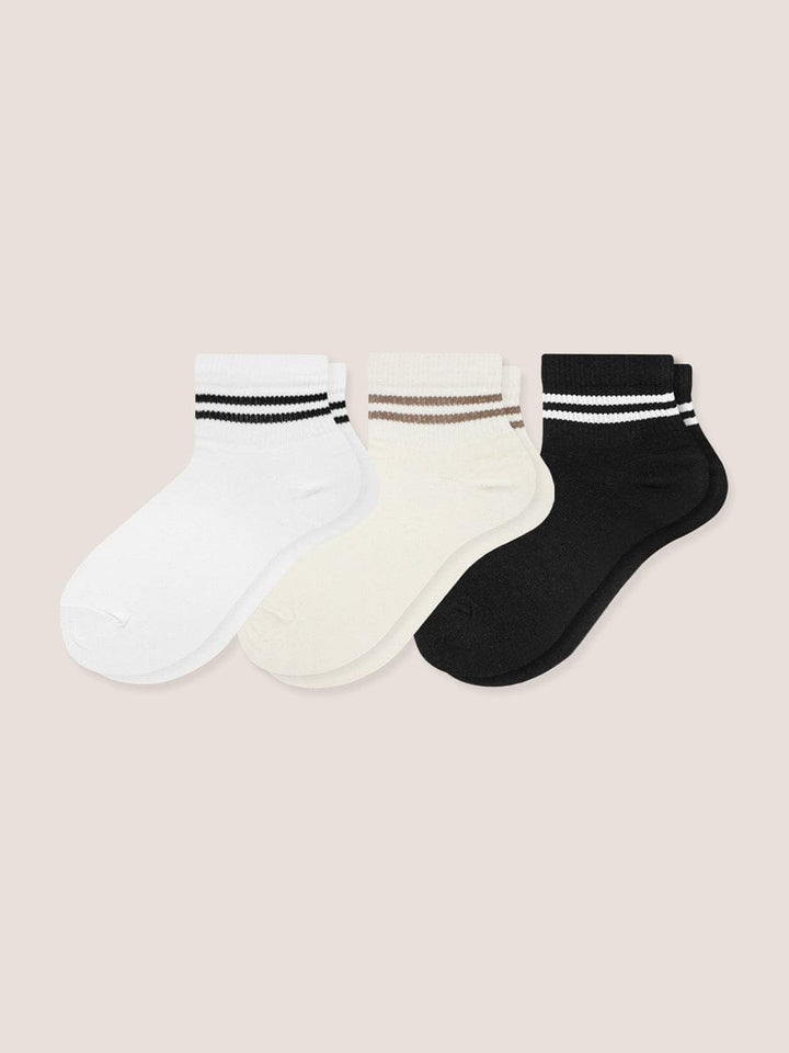Medias Corta Unisex Rayas Paq. X3