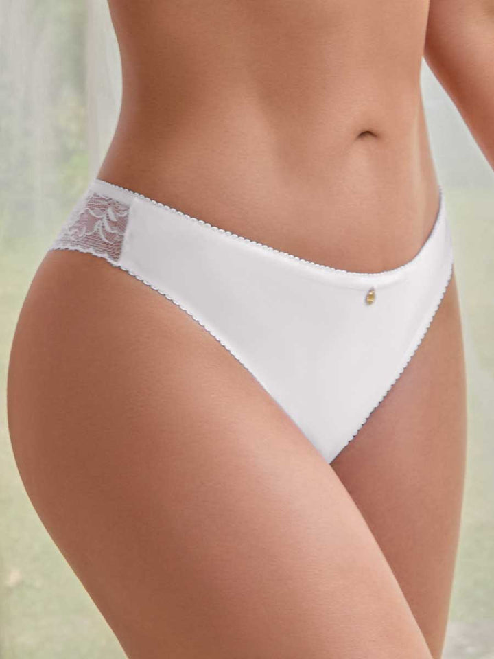 Brasilera Para Mujer con Encaje Posterior Blanco
