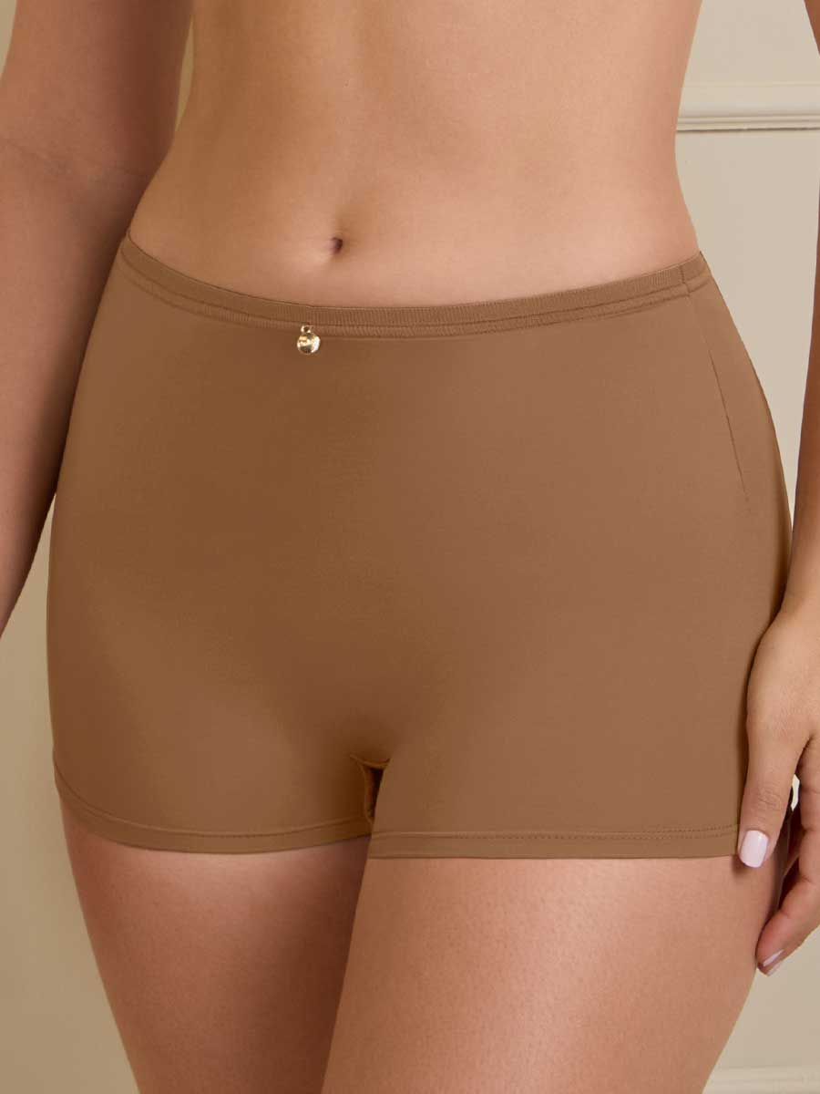 Bóxer Para Mujer Alto en Cintura Color Mocca