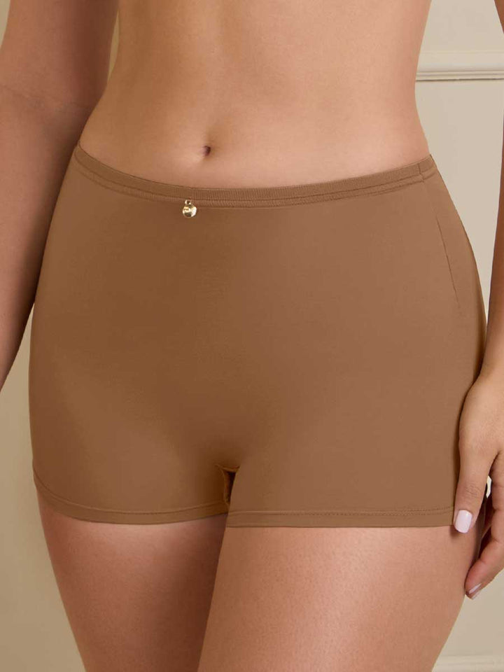 Bóxer Para Mujer Alto en Cintura Color Mocca