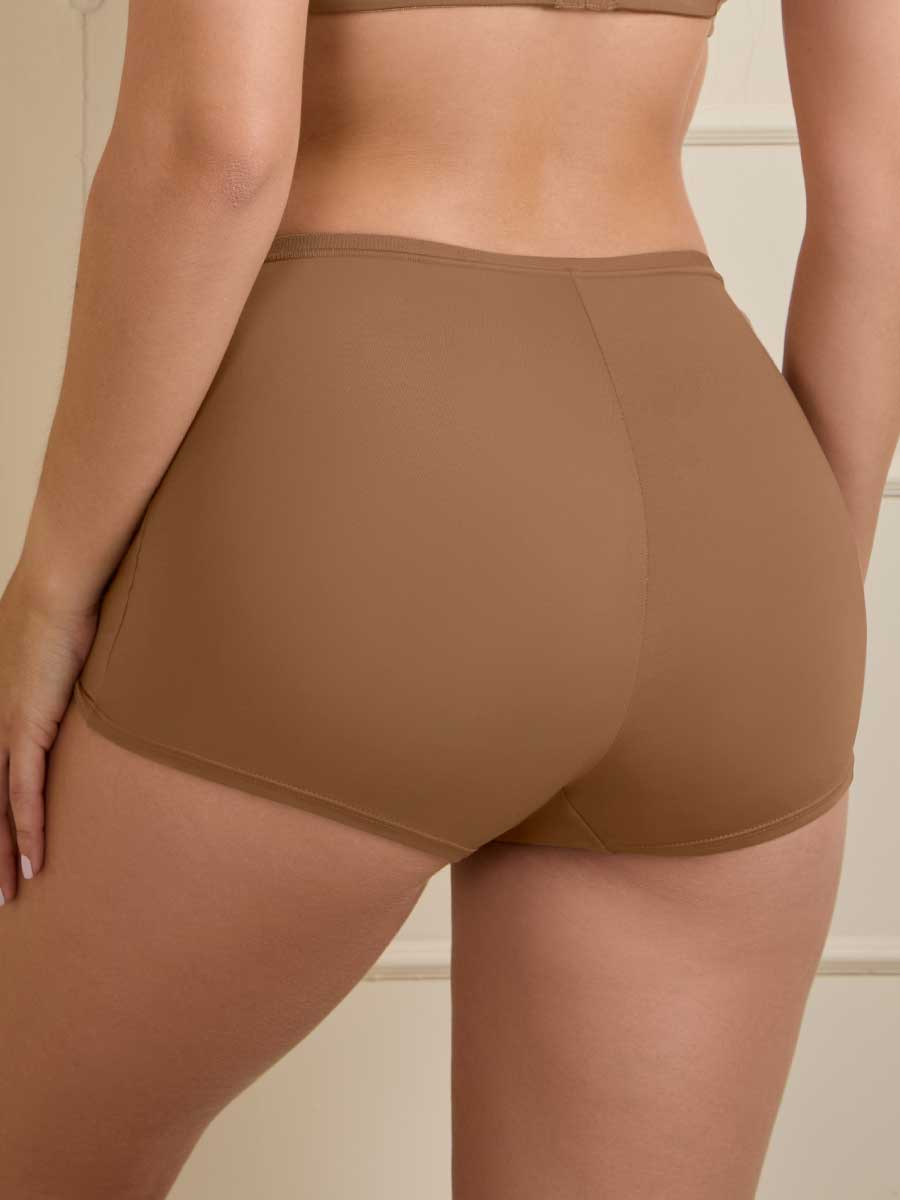 Bóxer Para Mujer Alto en Cintura Color Mocca