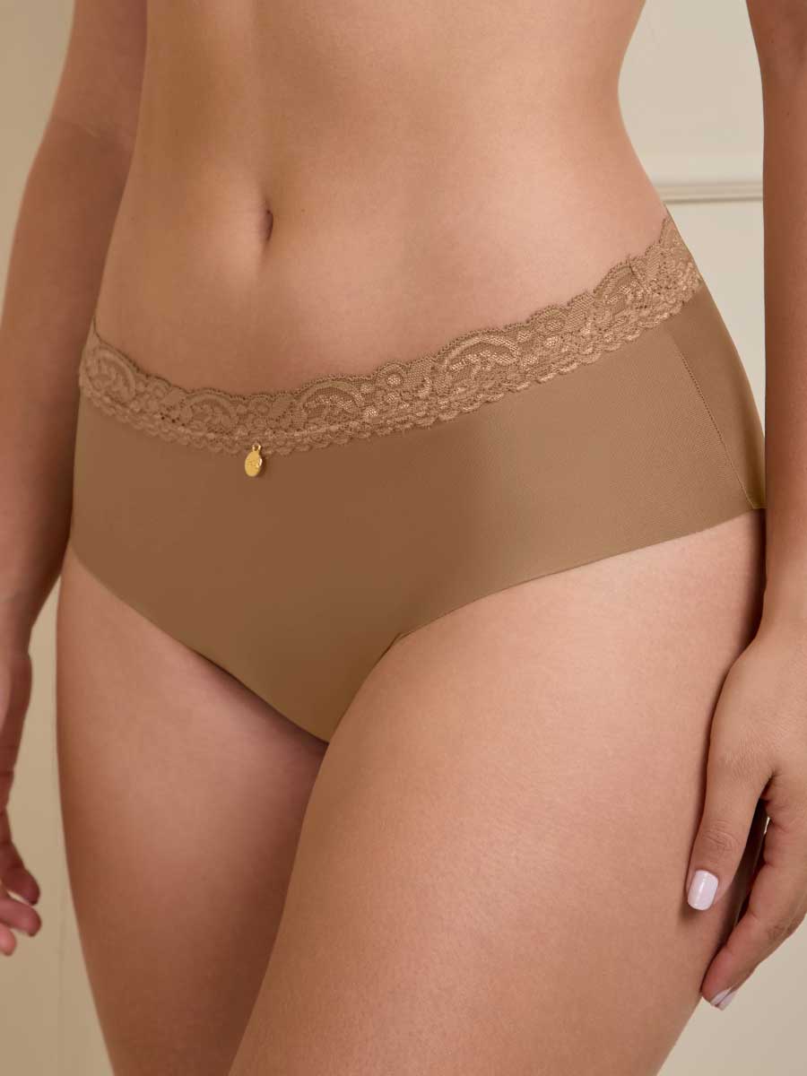 Panty Invisible con Fajón en Encaje Mocca