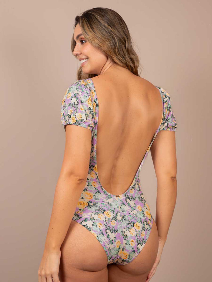 Traje de Baño Entero Estampado Lila