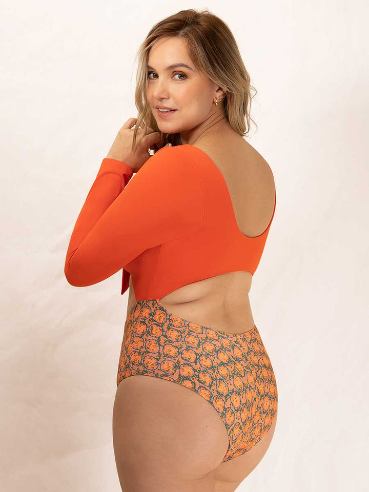 Traje de Baño Entero Manga Larga Naranja