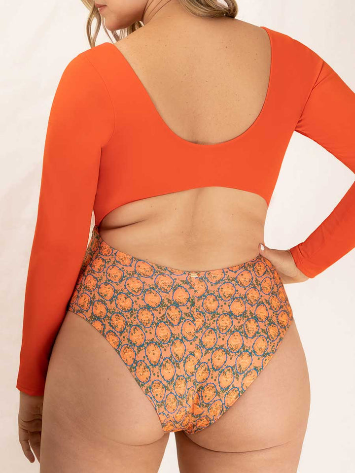 Traje de Baño Entero Manga Larga Naranja