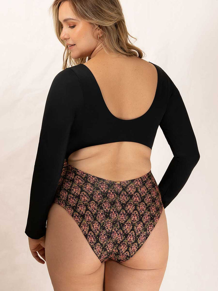 Traje de Baño Entero Manga Larga Negro