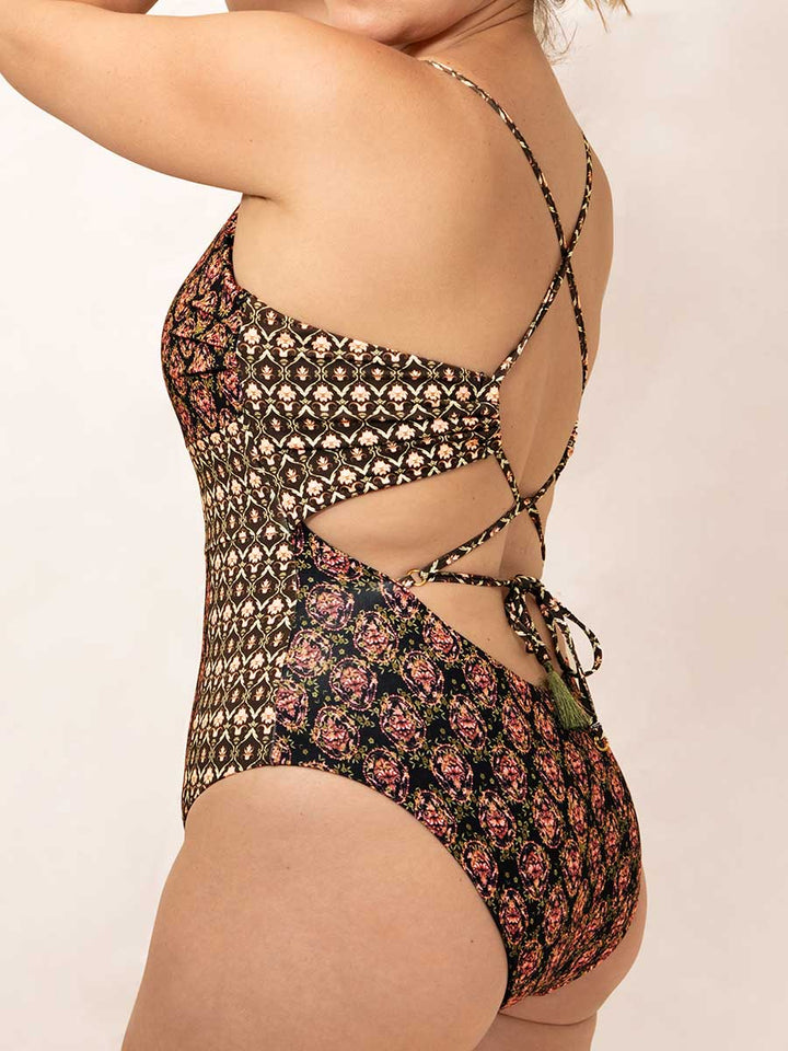 Traje de Baño Entero Estampado Negro