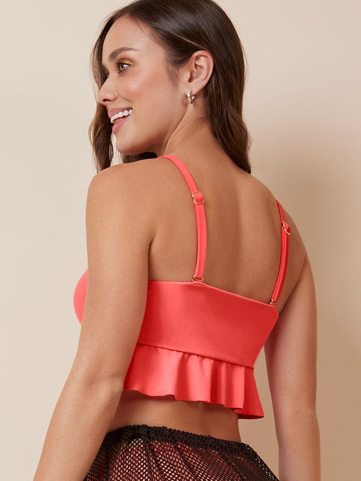 Top de Baño Strapless Coral Profundo