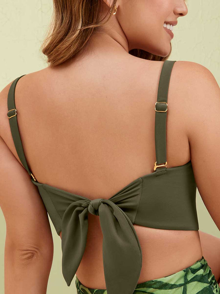 Top de Baño Strapless Estructurado Verde Militar