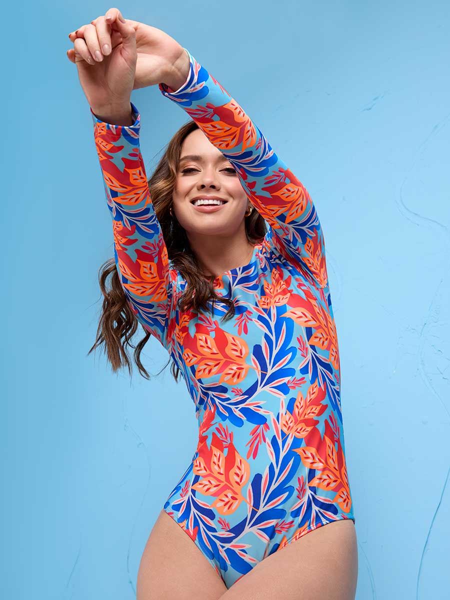 Traje de Baño Entero Manga Larga Multicolor