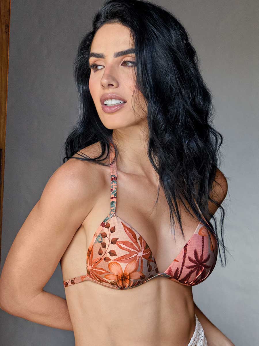 Top de Baño Halter Triangular Para Mujer