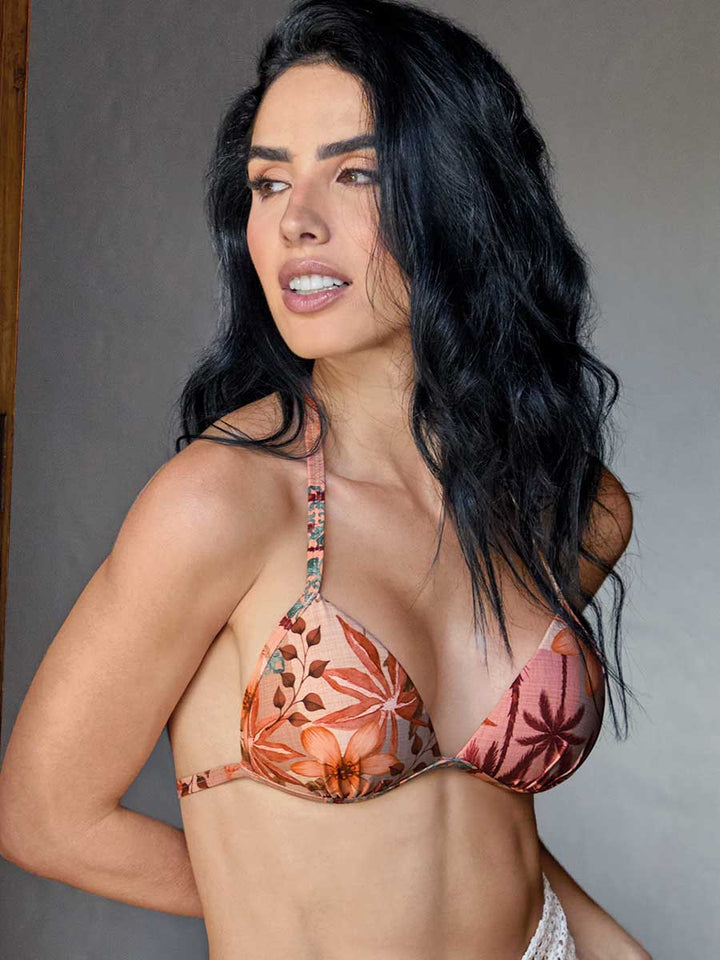 Top de Baño Halter Triangular Para Mujer