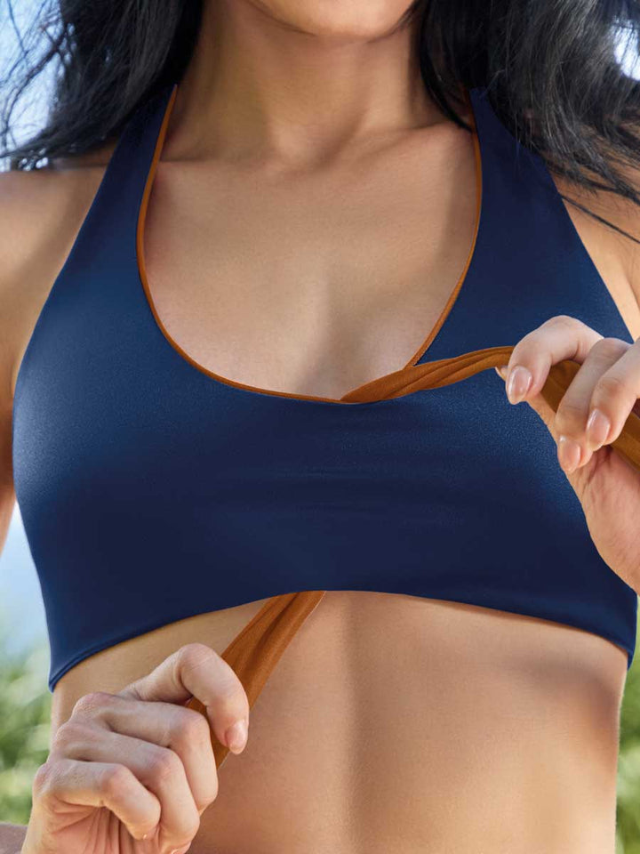Top de Baño Doble Faz Para Mujer Bronce