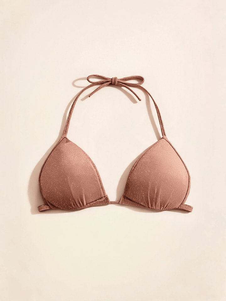 Top de Baño Triangular Color Oro Rosa