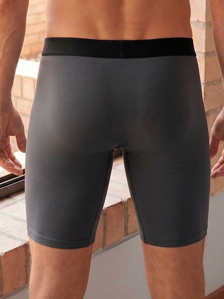 Bóxer Largo en Algodón Para Hombre Color Gris Oscuro