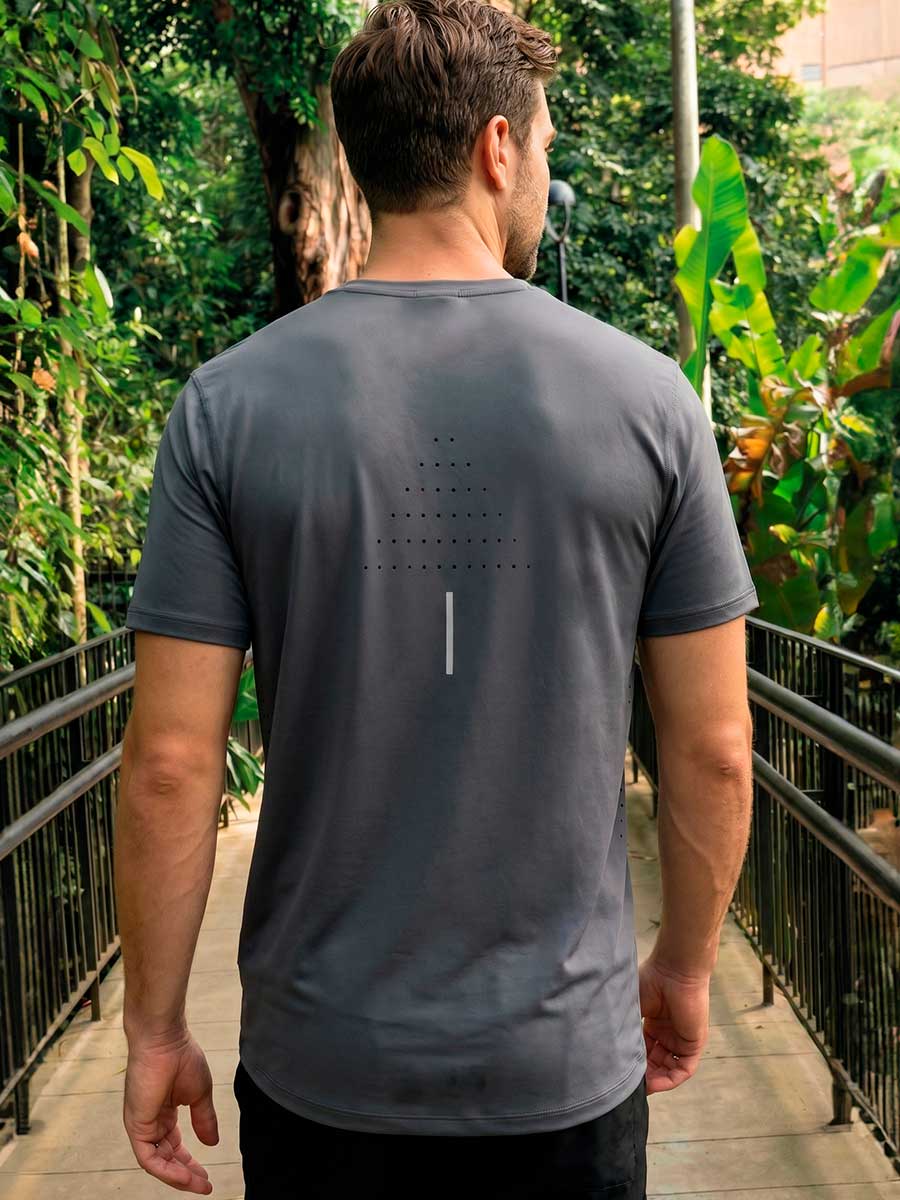 Camiseta Deportiva Manga Corta Gris Oscuro