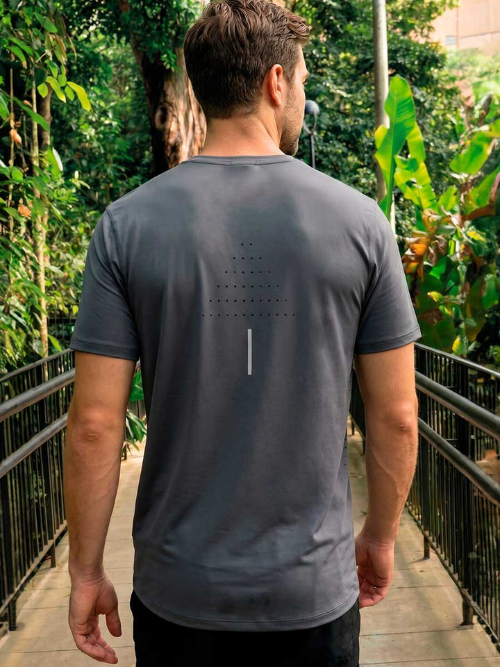 Camiseta Deportiva Manga Corta Gris Oscuro
