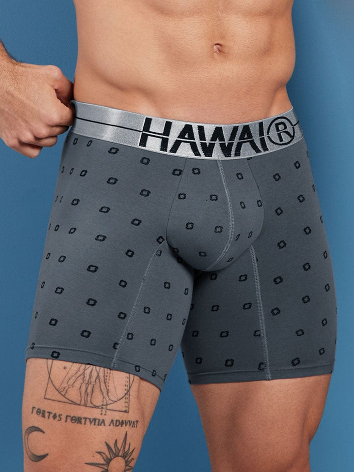 Bóxer Estampado Silueta Media Para Hombre Color Gris