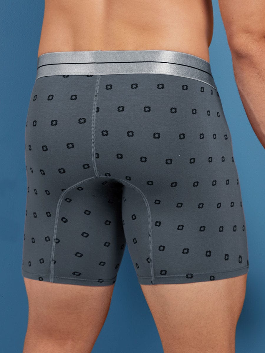 Bóxer Estampado Silueta Media Para Hombre Color Gris